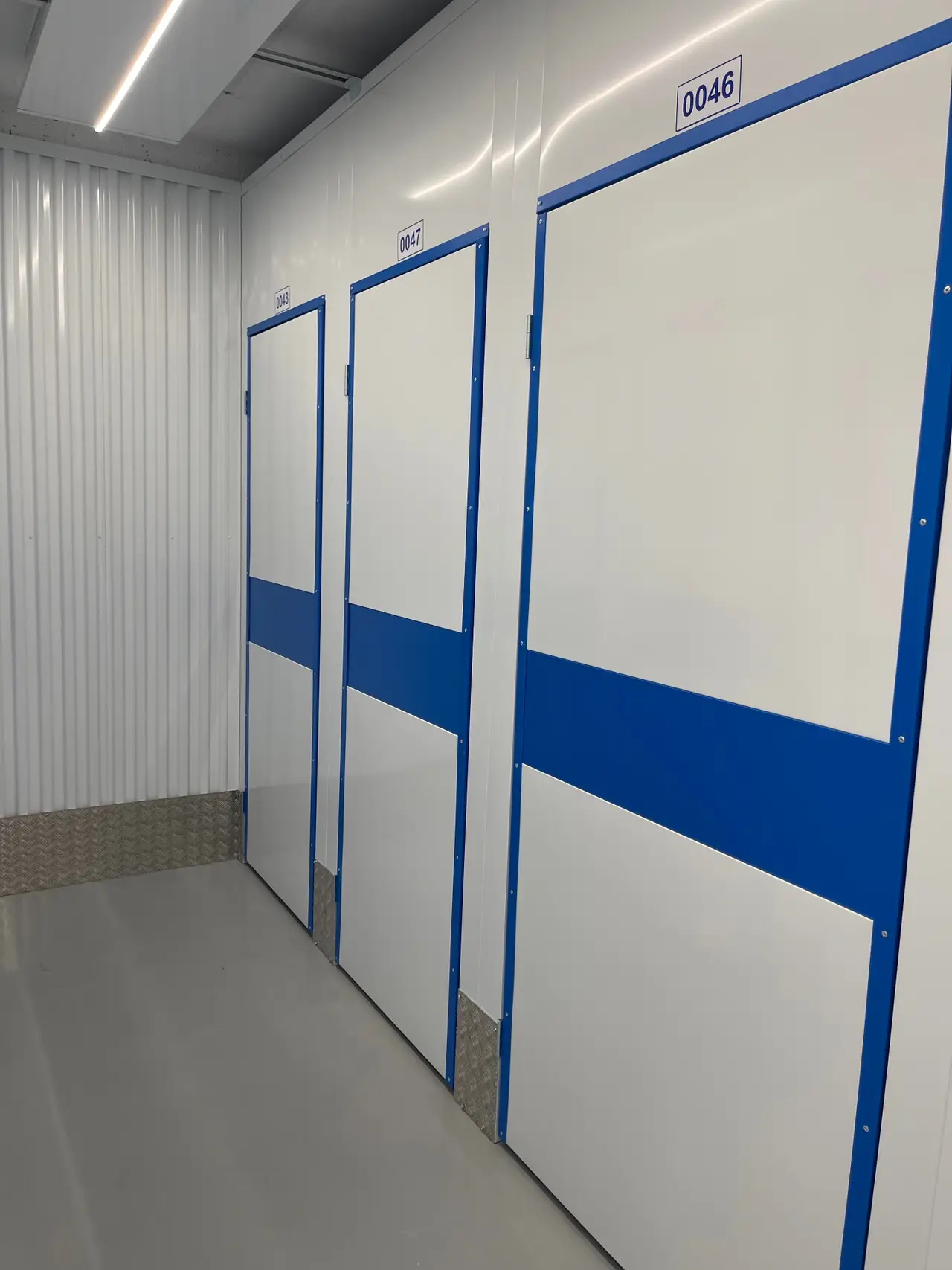 MisterBoxy storage units with Solent Blue doors in Kirchberg, Luxembourg